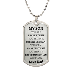 MY SON - LOVE DAD - Graphical Dog Tag & Ball Chain (No Graphic)