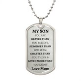 MY SON - LOVE MOM - Graphical Dog Tag & Ball Chain (No Graphic)