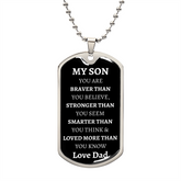 MY SON - LOVE DAD - Graphical Dog Tag & Ball Chain