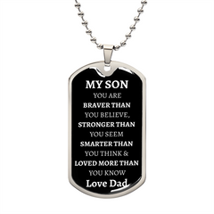 MY SON - LOVE DAD - Graphical Dog Tag & Ball Chain