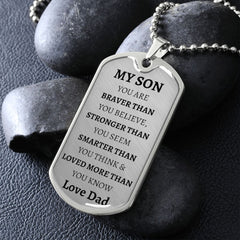 MY SON - LOVE DAD - Graphical Dog Tag & Ball Chain (No Graphic)