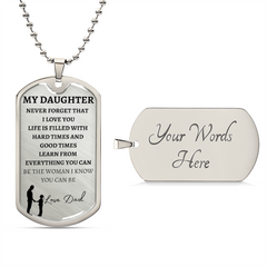 MY DAUGHTER - LOVE DAD - Graphical Dog Tag & Ball Chain