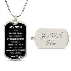 MY SON - LOVE DAD - Graphical Dog Tag & Ball Chain