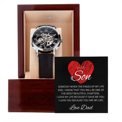 TO MY SON - Love Dad - Men's Openwork Watch + MC (Black background)