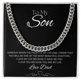 TO MY SON - Love Dad - Cuban Link Chain (Black background)