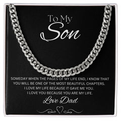 TO MY SON - Love Dad - Cuban Link Chain (Black background)