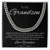TO MY GRANDSON - Love Grandpa - Cuban Link Chain (Black background)