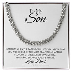 TO MY SON - Love Dad - Cuban Link Chain (White background)