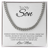 TO MY SON - Love Mom - Cuban Link Chain (White background)