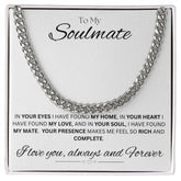 TO MY SOULMATE - In You - Cuban Link Chain (White background)