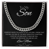 TO MY SON - Love Mom - Cuban Link Chain (Black background)