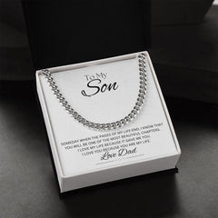 TO MY SON - Love Dad - Cuban Link Chain (White background)