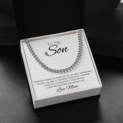 TO MY SON - Love Mom - Cuban Link Chain (White background)