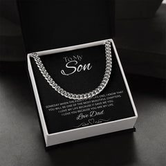 TO MY SON - Love Dad - Cuban Link Chain (Black background)