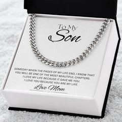 TO MY SON - Love Mom - Cuban Link Chain (White background)