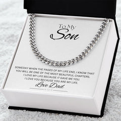 TO MY SON - Love Dad - Cuban Link Chain (White background)
