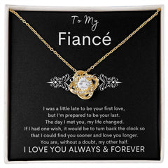 TO MY FIANCE - Your Last - Love Knot Necklace (Black background)