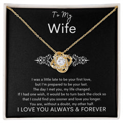 TO MY WIFE - Your Last - Love Knot Necklace (Black background)