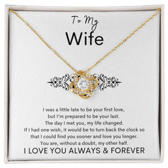 TO MY WIFE - Your Last - Love Knot Necklace (White background)