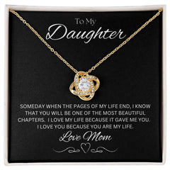 TO MY DAUGHTER - LOVE MOM - Love Knot Necklace (Black background)