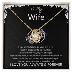 TO MY WIFE - My Other Half - Love Knot Necklace (Black background)