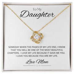TO MY DAUGHTER - LOVE MOM - Love Knot Necklace (White background)
