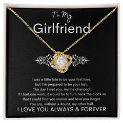 TO MY GIRLFRIEND - Your Last - Love Knot Necklace (Black background)