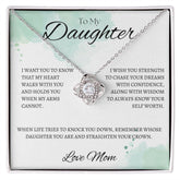 TO MY DAUGHTER - LOVE MOM - Love Knot Necklace (White watercolor background)