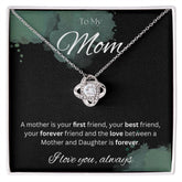 TO MY MOM - I love you always..., Daughter - Love Knot Necklace (Black watercolor background)