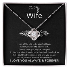 TO MY WIFE - Your Last - Love Knot Necklace (Black background)