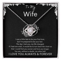 TO MY WIFE - My Other Half - Love Knot Necklace (Black background)