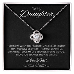 TO MY DAUGHTER - LOVE DAD - Love Knot Necklace (Black background)