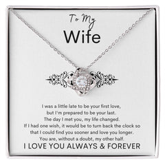 TO MY WIFE - Your Last - Love Knot Necklace (White background)