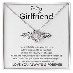 TO MY GIRLFRIEND - Your Last - Love Knot Necklace (White background)