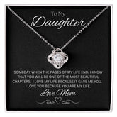 TO MY DAUGHTER - LOVE MOM - Love Knot Necklace (Black background)