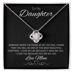 TO MY DAUGHTER - LOVE MOM - Love Knot Necklace (Black background)