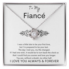 TO MY FIANCE - Your Last - Love Knot Necklace (White background)