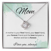 TO MY MOM - I love you always..., Son - Love Knot Necklace (White watercolor background)
