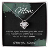 TO MY MOM - I love you always..., Son - Love Knot Necklace (Black watercolor background)