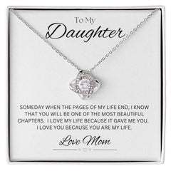 TO MY DAUGHTER - LOVE MOM - Love Knot Necklace (White background)