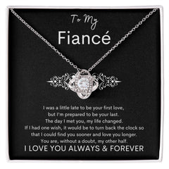 TO MY FIANCE - Your Last - Love Knot Necklace (Black background)