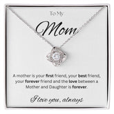 TO MY MOM - I love you always..., Daughter - Love Knot Necklace (White background)