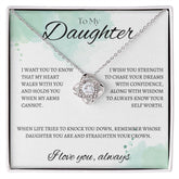 TO MY DAUGHTER - I LOVE YOU ALWAYS - Love Knot Necklace (White watercolor background)