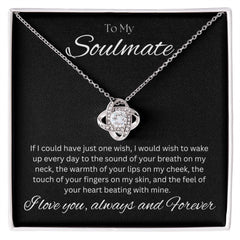 TO MY SOULMATE - One Wish - Love Knot Necklace (Black background)