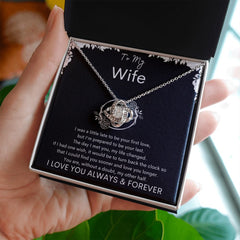 TO MY WIFE - My Other Half - Love Knot Necklace (Black background)