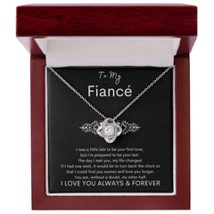 TO MY FIANCE - Your Last - Love Knot Necklace (Black background)