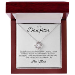 TO MY DAUGHTER - LOVE MOM - Love Knot Necklace (White background)