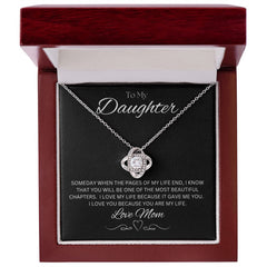 TO MY DAUGHTER - LOVE MOM - Love Knot Necklace (Black background)