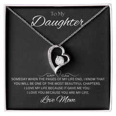 TO MY DAUGHTER - Love Mom - Forever Love Necklace (Black background)