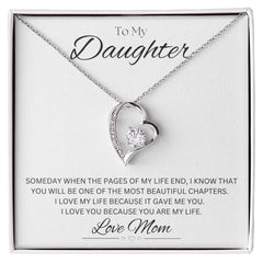 TO MY DAUGHTER - Love Mom - Forever Love Necklace (White background)